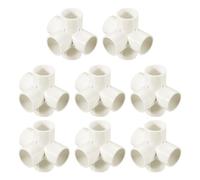 sourcing map 8 Pcs PVC Fitting, 5 Way PVC Fitting 1 1/4" 1.3" PVC Connectors PVC Elbow PVC Pipe Fittings PVC Coupling PVC Furniture Corner Connector for DIY Garden Support Structure, White