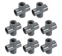 sourcing map 8 Pcs PVC Fitting, Cross 4 Way PVC 1" 0.8" PVC Connectors PVC Elbow PVC Pipe Fittings PVC Coupling PVC Furniture Corner Connector for DIY Garden Support Structure, Grey