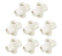 sourcing map 8 Pcs PVC Fitting, Cross 4 Way PVC 1" 0.8" PVC Connectors PVC Elbow PVC Pipe Fittings PVC Coupling PVC Furniture Corner Connector for DIY Garden Support Structure, White