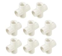 sourcing map 8 Pcs PVC Fitting, Cross 4 Way PVC 1" 0.98" PVC Connectors PVC Elbow PVC Pipe Fittings PVC Coupling PVC Furniture Corner Connector for DIY Garden Support Structure, White