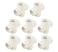sourcing map 8 Pcs PVC Fitting, Cross 4 Way PVC 1 1/4" 1.3" PVC Connectors PVC Elbow PVC Pipe Fittings PVC Coupling PVC Furniture Corner Connector for DIY Garden Support Structure, White