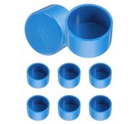 sourcing map 8 Pcs PVC Pipe End Cap Fitting, 50mm/2" ID Furniture Grade Pipe End Cap Plug Adapter Pipe Plug Socket Fittings for Sewer Drain Pipe Connections, DIY Garden Shelf, Blue