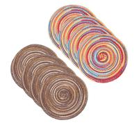 sourcing map 8 Pcs Round Woven Placemats, 7 Inch Braided Washable Placemat Heat Resistant Decorative Place Mat for Kitchen Dining Table Countertop, Gradient Coffee/Gradient Red