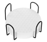 sourcing map 8 Pcs Silicone Coasters with Holder, 4 Inch Round Coaster for Drink, Non-Slip Non-Stick Heat Resistant Place Mats Washable for Cups Tabletop Protection Table Decor, White