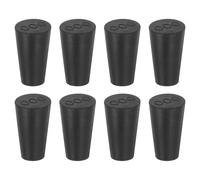 sourcing map 8 Pcs Solid Rubber Stopper, Tapered Lab Seal Tube Stopper Plug for Test Tube Flasks Glass Containers Industry and Laboratories, 12.7x8.2x21mm Black