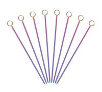 sourcing map 8 Pcs Stainless Steel Cocktail Picks, 4.25" Martini Picks Fruit Sticks Metal Skewers Reusable for Drinks Olives Appetizers Fruit Decorative, Laser Color (Ring)
