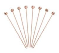 sourcing map 8 Pcs Stainless Steel Cocktail Picks, 4.25" Martini Picks Fruit Sticks Metal Skewers Reusable for Drinks Olives Appetizers Fruit Decorative, Rose Gold (Bead)