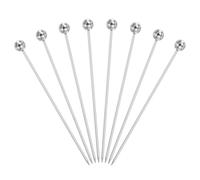 sourcing map 8 Pcs Stainless Steel Cocktail Picks, 4.25" Martini Picks Fruit Sticks Metal Skewers Reusable for Drinks Olives Appetizers Fruit Decorative, Silver (Bead)