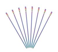 sourcing map 8 Pcs Stainless Steel Cocktail Picks, 4.33" Martini Picks Fruit Sticks Metal Skewers Reusable for Drinks Olives Appetizers Fruit Decorative, Laser Color (Square Column)