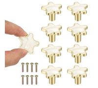 sourcing map 8 Pcs Star Shaped Cabinet Knobs, Bathroom Dresser Knobs Kitchen Drawer Pulls for Wadrobe Cupboard Door Furniture Hardware White