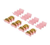 sourcing map 8 Pcs Taco Holder Stand, Plastic Taco Plates Hold Up to 3 Tacos, Hollow Carved Taco Shell Holder, Dishwasher Microwave Safe, Pink