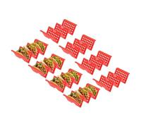 sourcing map 8 Pcs Taco Holder Stand, Plastic Taco Plates Hold Up to 3 Tacos, Hollow Carved Taco Shell Holder, Dishwasher Microwave Safe, Red
