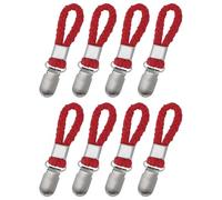 sourcing map 8 Pcs Tea Towel Clips with Cotton Loop for Hanging, 4.3 Inch Metal Towel Hooks Multipurpose Cloth Hangers for Home Kitchen Bathroom, Red