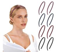 sourcing map 8 Pcs Thin Headband, Sunglass Headband Plastic Invisible Hairband Curly Thick Hair Hoop Accessories for Women Daily Use Hair Fixing Workout, Black/Burgundy/Navy Blue/Dusty Lavender