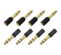 sourcing map 8 Pcs TRS6.35mm Male to 3.5mm Female Connector Stereo Zinc Alloy Gold Plating Adapter Plastic Shell for Microphones Guitars Speakers Computers Signal Conversion