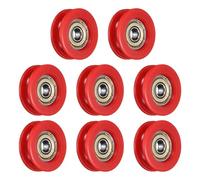 sourcing map 8 Pcs U Type Groove Plastic Guide Bearing 6x30.8x10.3mm, U Type Pulley Roller Wheel Bearing Roller Wheels, (Red)