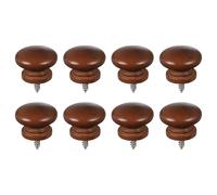 sourcing map 8 Pcs Wood Cabinet Knobs, Round Self-Tapping Solid Wooden Drawer Knobs Mushroom Pulls Handles for Furniture Closet Dresser Wardrobes, Dark Brown (1-1/8" Diameter, 13/16" Height)