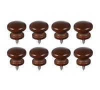 sourcing map 8 Pcs Wood Cabinet Knobs, Round Self-Tapping Solid Wooden Drawer Knobs Mushroom Pulls Handles for Furniture Closet Dresser Wardrobes, Dark Brown (15/16" Diameter, 3/4" Height)