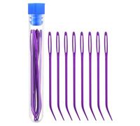 sourcing map 8 Pcs Yarn Needle Kit, 2.76 Inch Tapestry Needles Bent High Carbon Iron Large Eye Sewing Darning Needles Hand Sewing Needles with Storage for Hand Sewing Art Crafts, Purple
