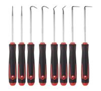 sourcing map 8 Pieces Pick and Hook Set 160mm Chrome Vanadium Steel Cr-V TPR Plastic Handle Round Automotive Pick Tool Set for Removing O Rings Small Items, Red