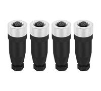 sourcing map 8 Pin M12 Female Aviation Wire Connector, 4 Pcs Socket Panel Aviation Connectors Waterproof IP67 Industrial Circular Straight Connector for Networks Instruments