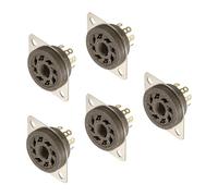 sourcing map 8 pins PCB Tube Socket Ceramics, Vacuum Tube Protect Tube Pin Socket, Brown Plated Suitable for 12AX7, 12AU7 Tube Pack of 5,GZS8-F2-G