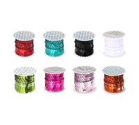 sourcing map 8 Roll 40 Yards Flat Sequin Strip 6mm Laser Sequins Fabric Paillette Spangle Sequins Trim for Crafts DIY Sequin Fringe Sewing 8 Multi Color