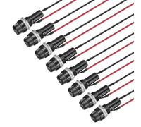 sourcing map 8 Set 6x30mm Panel Mount Fuse Holder, Round Thread Glass Fuse Holder with 15cm 18AWG Pre-Soldered Wire for Automotive Marine Electrical Repair AC250V 15A / AC125V 10A