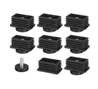sourcing map 8 Set Leveling Feet, M8x30x50mm Plastic Adjustable Furniture Leg Leveling Rectangle Tube Insert Screw-in Glide Levelers Fit Hole 30mm for Table Chair Furniture, Black