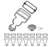 sourcing map 8 Set Metal Overalls Buckles, 1-1/2" Overall Suspender Clips, Adjustable Buckle Replacement with Sliders and Buttons for Bib Trousers Jeans Suspender, Dim Gray