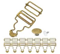 sourcing map 8 Set Metal Overalls Buckles, 1-1/2" Overall Suspender Clips, Adjustable Buckle Replacement with Sliders and Buttons for Bib Trousers Jeans Suspender, Bronze
