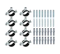 sourcing map 8 Set Split Ring Pipe Hanger 1-1/4" (32mm) Galvanized Steel Sheet Wall Ceiling Mount Adjustable Pipe Bracket Clamp with Screw and Expansion Tube for Plumbing HVAC (M8,M10)