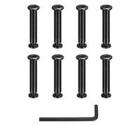 sourcing map 8 Sets Binding Post Screw, M8x18mm Bolts Female 10x52mm Hex Drive Socket Cap Screw Rivets Chicago Screws Furniture Bolts Stainless Steel with Wrench for Furniture Repair, Black