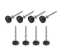 sourcing map 8 Sets Knurled Knobs Thumb Screws with Nuts Washers, Metric M4 x 40mm Male Thread 18mm Plastic Head, Zinc Plated Carbon Steel Stud Hand Knobs Clamping Thumbscrews Handles, Black