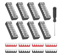 sourcing map 8 Sets Screw Terminal Block 6 Positions Dual Row Screw Terminal Strip Block 600V 15A with Screwdriver and Black/Red Pre-Insulated Terminals Barrier Strip Wire Connector