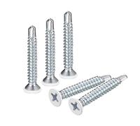 sourcing map #8 x 1-1/4" White Screws Self Drilling Screws, 50pcs Flat Head Phillips Sheet Metal Screw Wood to Metal Screws