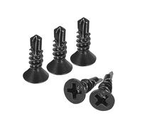 sourcing map #8 x 1/2" Sheet Metal Screws, 50pcs Black Oxide 410 Stainless Steel Flat Head Phillips Drive Self Drilling Screws