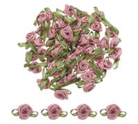 sourcing map 80 Pcs Dark Red Mini Roses Bow 15mm Small Satin Flower Bows Ribbon for Sewing Appliques Crafts Little Satin Bows Artificial Flowers