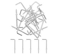 sourcing map 80 Pcs L Shape Hooks, 1-1/2 Inch Right Angle Hooks Carbon Steel Small Screw in Hooks 7 Shape Right Angle Hook for Hanging, Silver