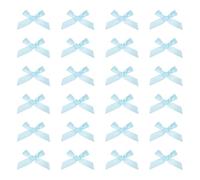 sourcing map 80 Pcs Mini Ribbon Bow 1.8 Inch Mini Small Fabric Satin Ribbon Flower Bows for Craft DIY Cake Sewing Wedding Birthday Party Wrapping Christmas Decoration, Light Blue