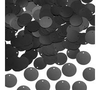sourcing map 800 Pcs Flat Round Sequins 10mm/0.4 Inch Loose Paillettes Craft Sewing Sequins with Single Side Hole for DIY Embroidery Clothing Jewelry Making, Black