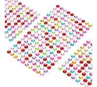sourcing map 800 Pcs Gems Stickers for Crafts, 5 Sheet Self-Adhesive Gems Bling Circular Rhinestone Stickers, Crystal Crafts Jewelry Stickers for Party Table Decorations, Multicolor