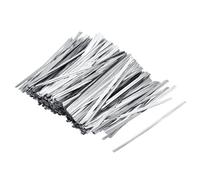 sourcing map 800Pcs 4 Inches Metallic Twist Ties Reusable Plastic Bag Ties Decorative Ties for Bread Candy Bag Gift Wrapping Parties Decoration Bakery Bags, Silver