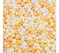 sourcing map 800Pcs Faux Pearl for Crafting, 3-8mm No Hole ABS Round Pearls for Vase Fillers, Jewelry Making, Vase Filler, Cosmetic Boxes, DIY Parts, Table Scatter, Champagne Gold/White/Yellow