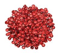 sourcing map 800Pcs Loose Cup Sequins, 8mm Round Loose Sequin Iridescent Spangles Rainbow Bulk with Holes - 0.7 oz (20g) for Sewing Embroidery Clothing DIY Crafts Decorations, Red