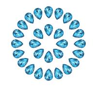 sourcing map 80Pcs 10 x 14 mm Teardrop Rhinestones Acrylic Pointed Back Rhinestone Beads Gems for Jewelry Making Costume Crystal Embellishments Crafts, Lake Blue
