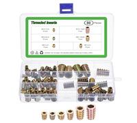 sourcing map 80Pcs 6 Sizes M4/M5/M6/M8/M10 Threaded Inserts Nuts, Zinc Alloy Hex Screw Inserts Bolt Assortment, Metric Bolt Fastener Hex Socket Drive Tool Kit for Wood Furniture