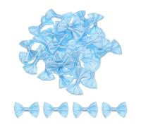 sourcing map 80pcs Blue Bow Ties 1.5"x1" Mini Bowknot for Crafting Little Satin Bows Bulk