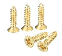 sourcing map 80Pcs Brass Wood Screws, M3 x 12mm Phillips Flat Head Self Tapping Screw WoodWorking Screw for Door Hinges, Wooden Furniture, Home Appliances