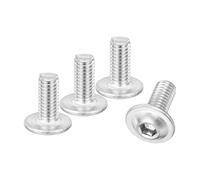 sourcing map 80Pcs M6-1x14mm Flanged Button Head Socket Cap Screws, 304 Stainless Steel Socket Drive Fasteners Bolts, Fully Thread Machine Screws, Silver